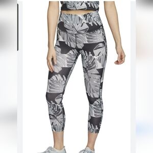 Nike Dry Fit Botanical Print Fast Crop Leggings, Women's‎ Xs,tropical Black Grey